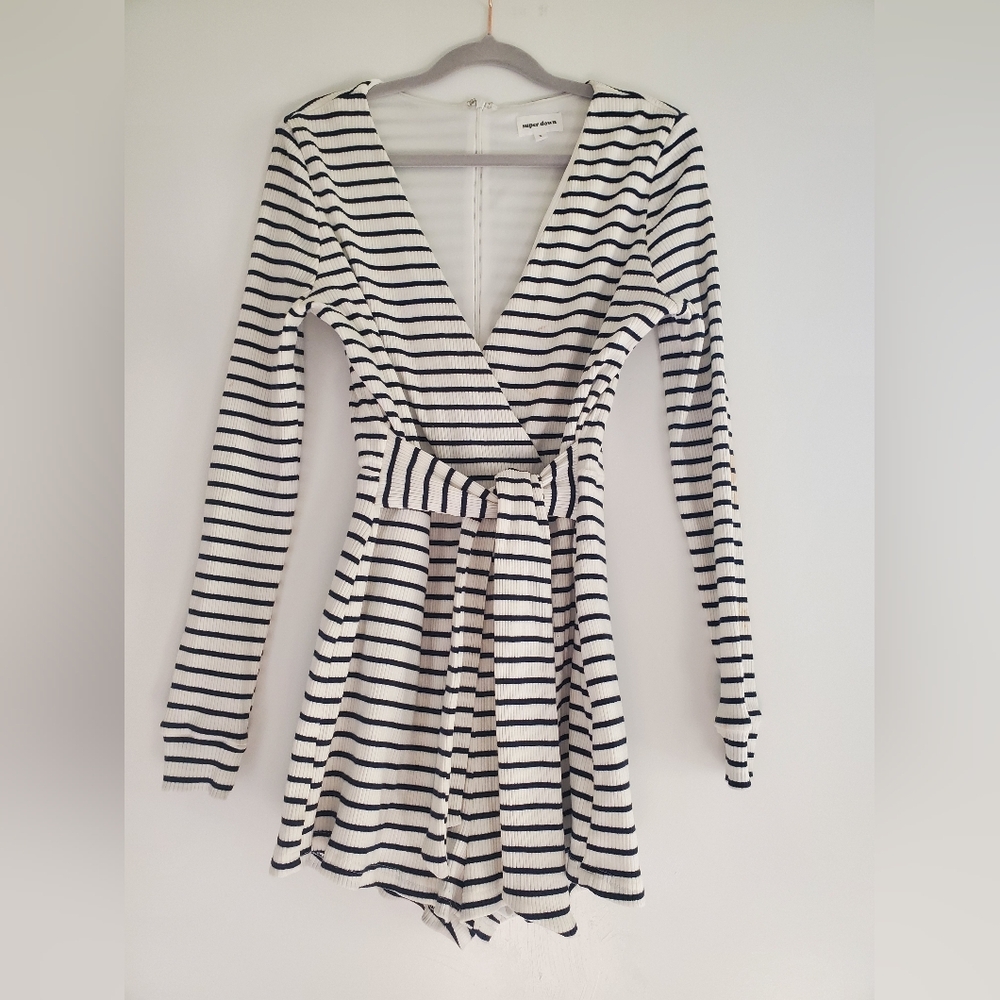 Black and white stripe,  small romper